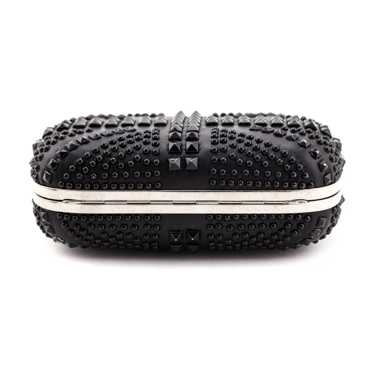 Alexander McQueen Black Nappa Studded Britannia Skull Box Clutch