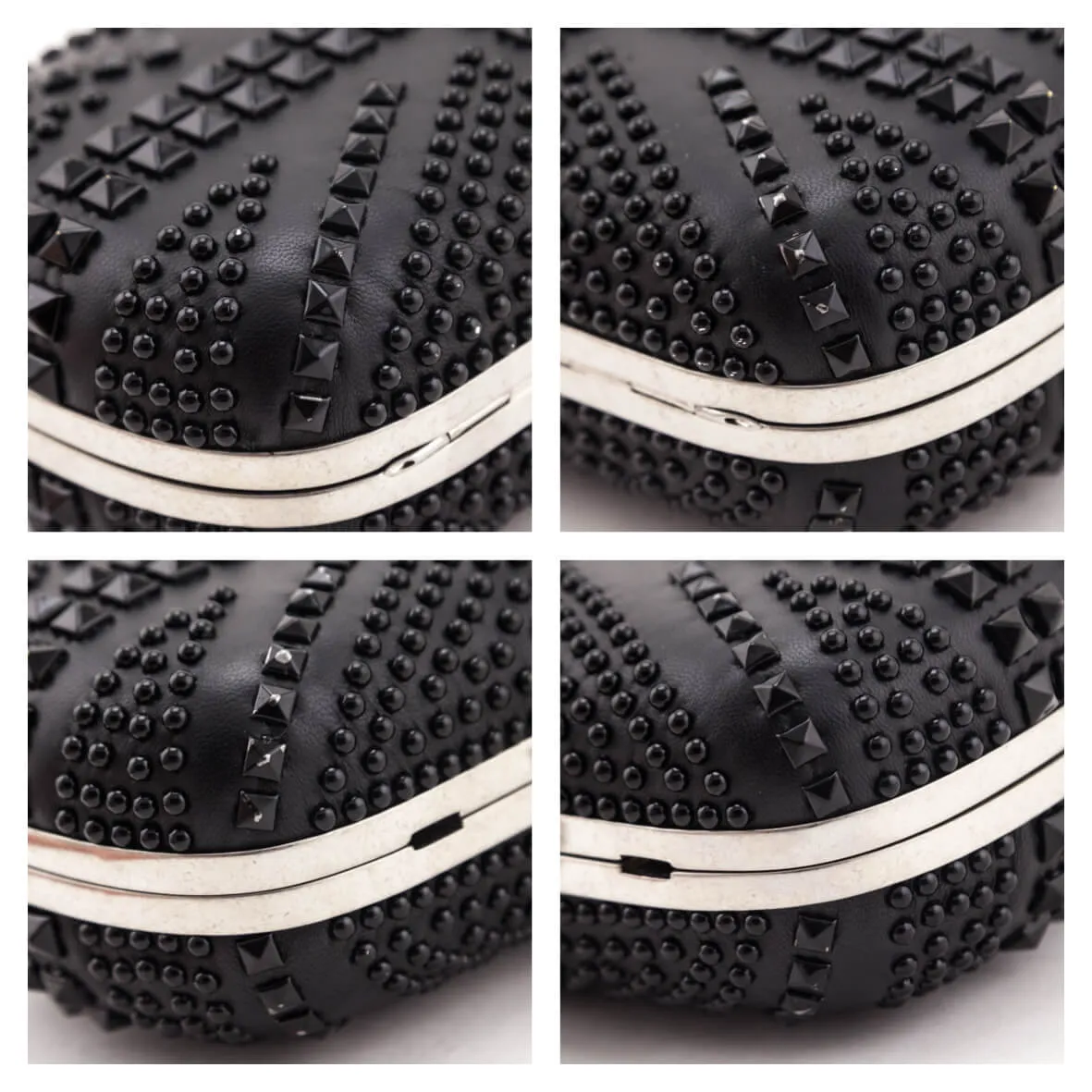 Alexander McQueen Black Nappa Studded Britannia Skull Box Clutch