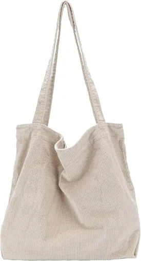 ALUWU Corduroy Tote Bag for Women Girl Canvas Shoulder Handbags Cute Large Purse