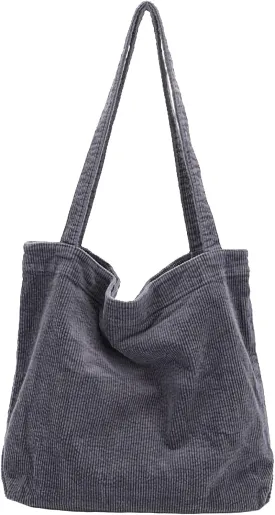 ALUWU Corduroy Tote Bag for Women Girl Canvas Shoulder Handbags Cute Large Purse