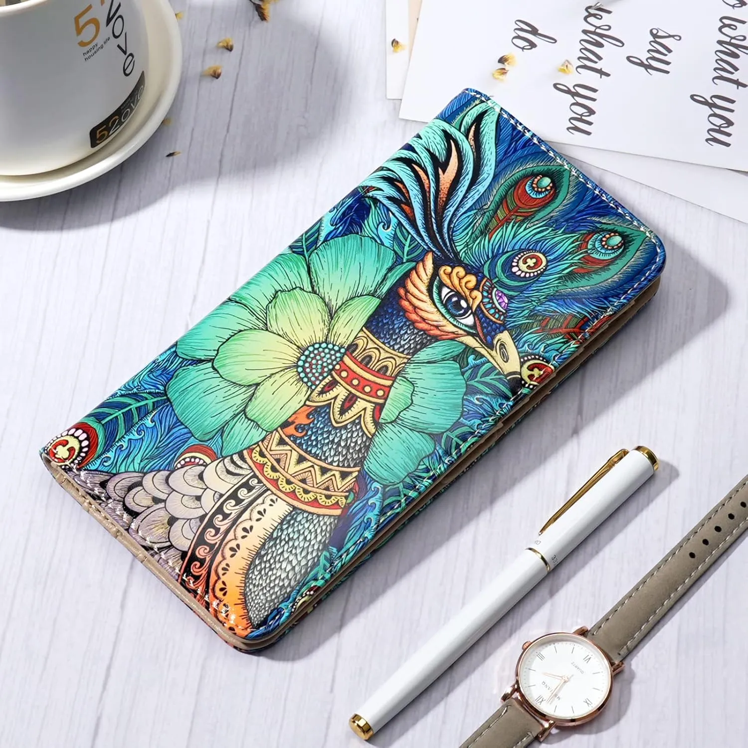 APHISON Wallet Women Ultra Slim Thin Leather Womens Wallet RFID Blocking Credit Card Holder Bifold Clutch Long Ladies Billfold
