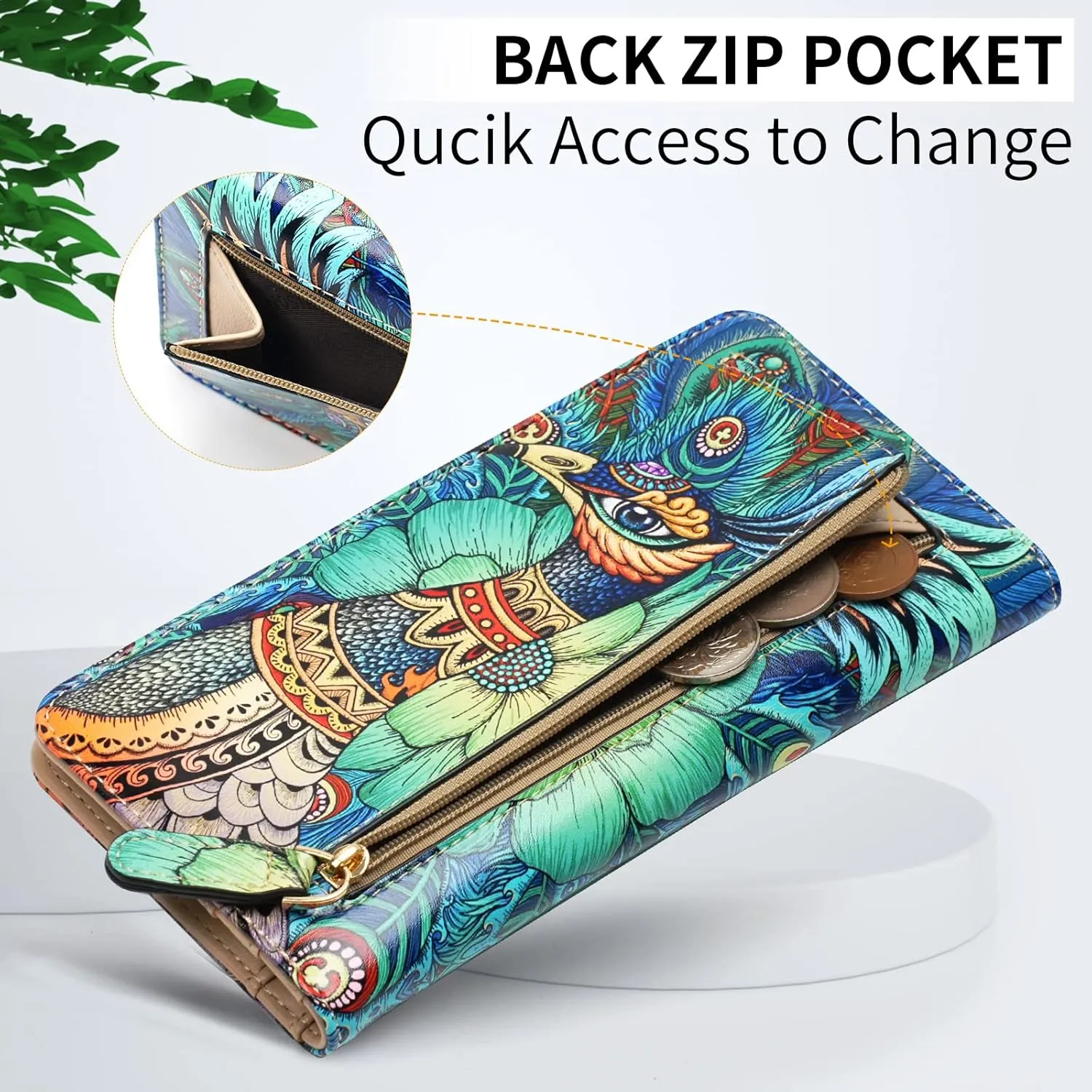 APHISON Wallet Women Ultra Slim Thin Leather Womens Wallet RFID Blocking Credit Card Holder Bifold Clutch Long Ladies Billfold