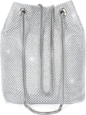 Ayliss Women's Full Rhinestones Bucket Bag Mini/Small Crossbody Shoulder Evening Shinny Bling Clutch Purse Bucket Handbag