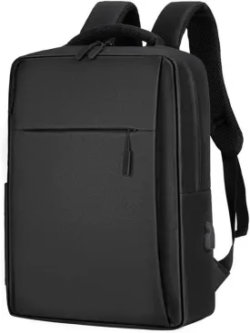 Backpack For Men Multifunctional Waterproof Men's Backpack with USB Charging Port Solid Color Business Laptop Bag(Black)