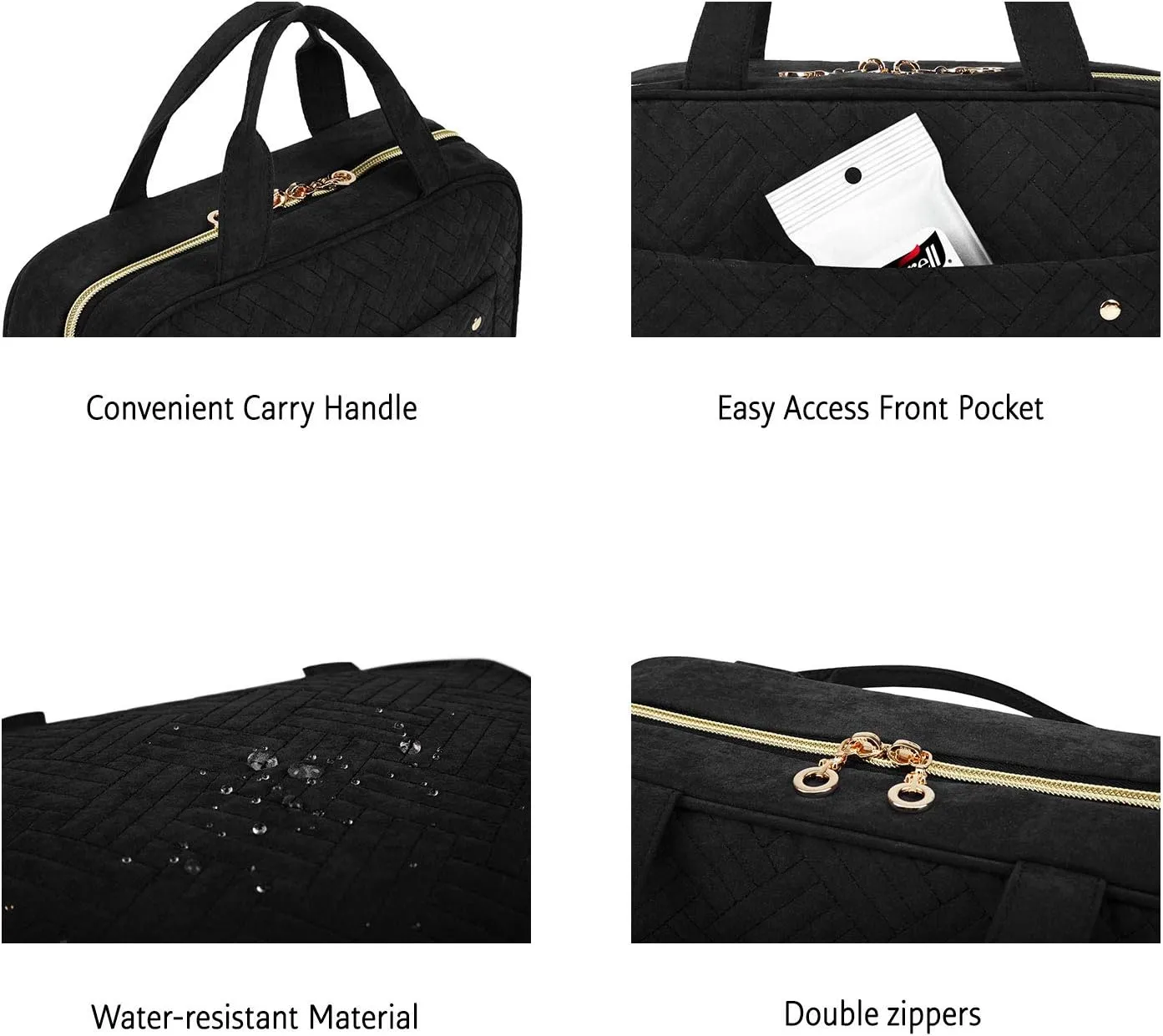 BAGSMART Large Toiletry Bag Travel Bag with Hanging Hook, Water-resistant Makeup Cosmetic Bag Travel Organizer for Accessories, Shampoo, Full Sized Container, Toiletries
