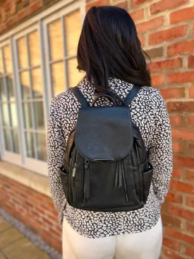 Black Faux Leather Backpack