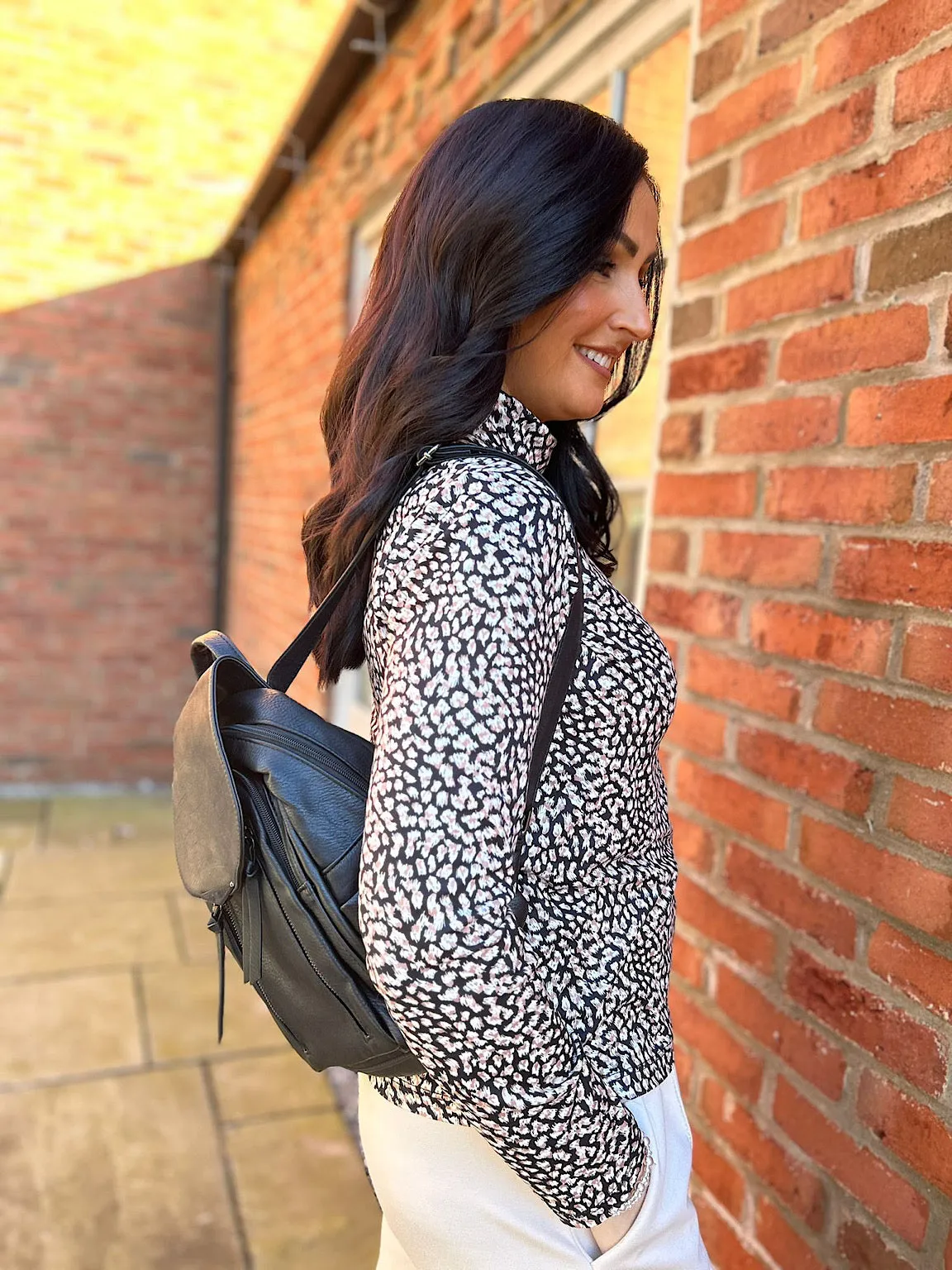 Black Faux Leather Backpack