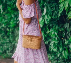 Brown Handwoven Rattan Bag Bali Rectangular Straw Bag