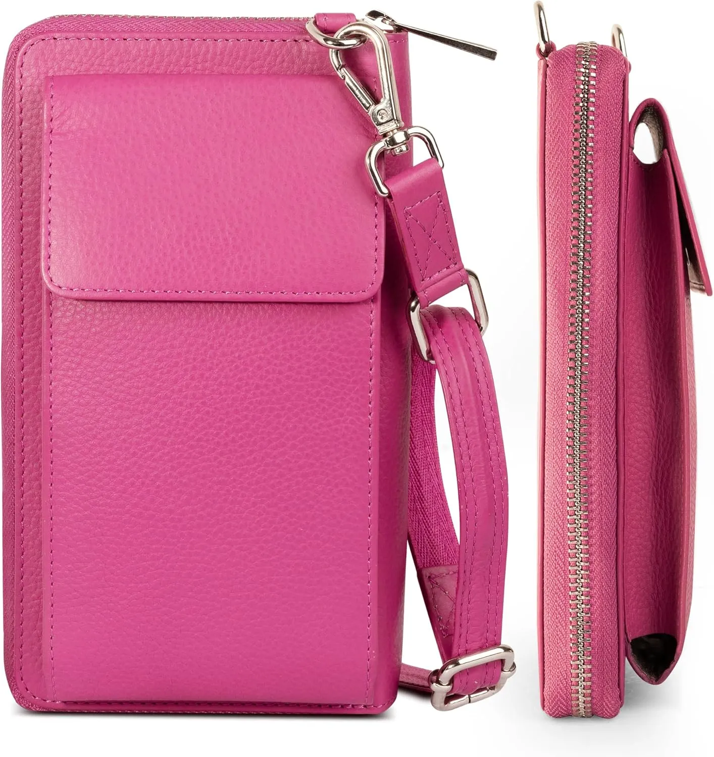 BULL GUARD Crossbody Leather Wallet Phone Purse, Anti Theft and RFID Blocking, Small Elegant Design for Travel