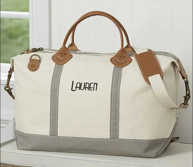 Canvas and Leather Weekender Bag