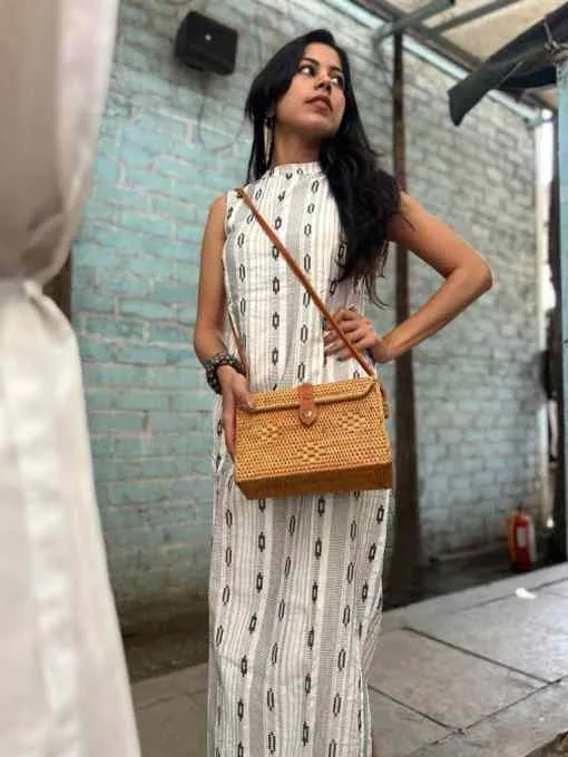 Checks brown box Rectangular sling bag