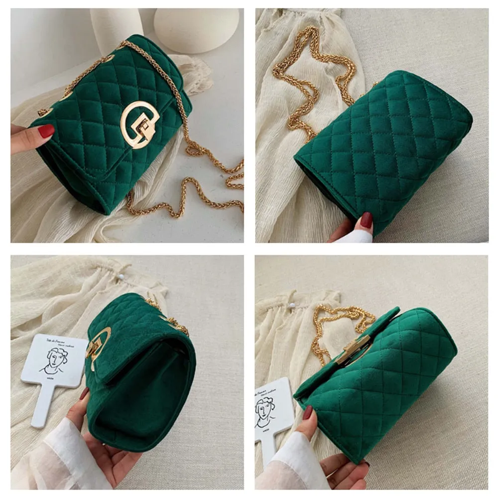 Christmas Gift Winter Solid Color Velvet Small Crossbody Bags For Women 2021 Lady Shoulder Messenger Bag Luxury Designer Purses and Handbags