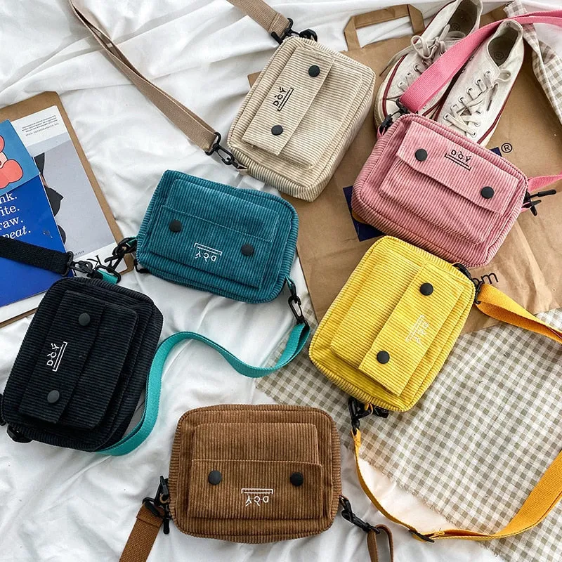 Christmas Gift Women Bag Leisure Single Shoulder Messenger Bag Small Square Bag Corduroy Bag Small Women Bag Cross Body
