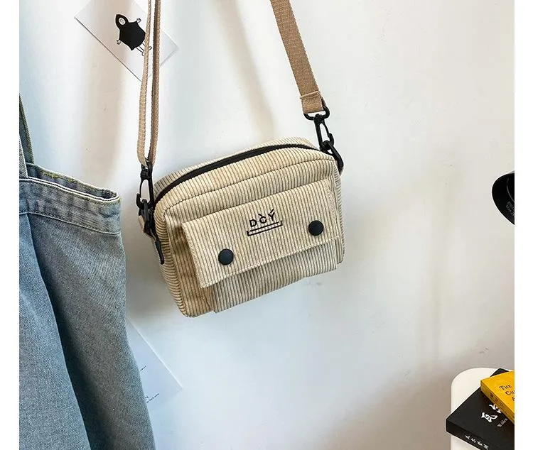 Christmas Gift Women Bag Leisure Single Shoulder Messenger Bag Small Square Bag Corduroy Bag Small Women Bag Cross Body