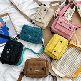 Christmas Gift Women Bag Leisure Single Shoulder Messenger Bag Small Square Bag Corduroy Bag Small Women Bag Cross Body