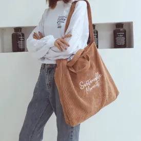 Christmas Gift Women Corduroy Shoulder & Crossbody Bags Female Eco Cloth Handbag Large Capacity Zipper Totes Soft Embroidery Messenger Bag