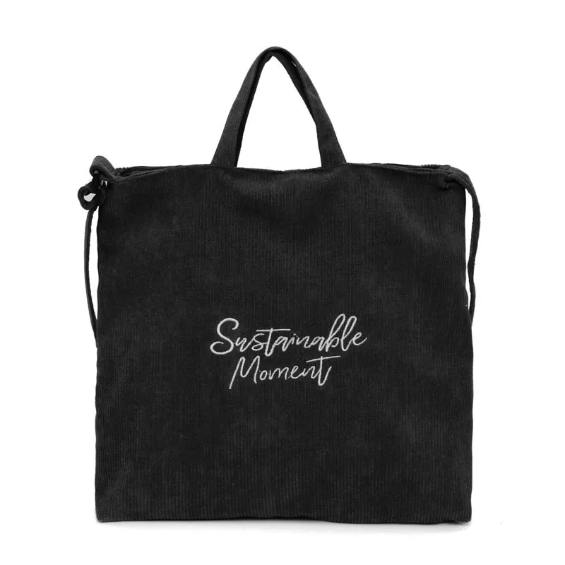 Christmas Gift Women Corduroy Shoulder & Crossbody Bags Female Eco Cloth Handbag Large Capacity Zipper Totes Soft Embroidery Messenger Bag