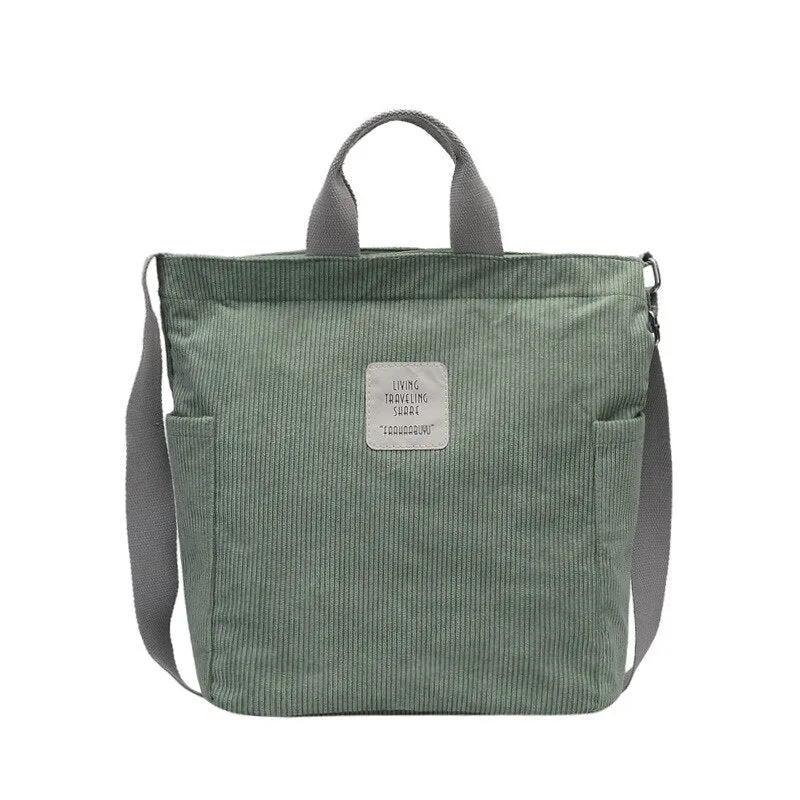 Christmas Gift Women Corduroy Shoulder Bags Soft Cloth Handbag Tote Female Crossbody Messenger Bags Ladies Canvas Zipper Purses Shopping Bag