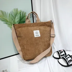 Christmas Gift Women Corduroy Shoulder Bags Soft Cloth Handbag Tote Female Crossbody Messenger Bags Ladies Canvas Zipper Purses Shopping Bag