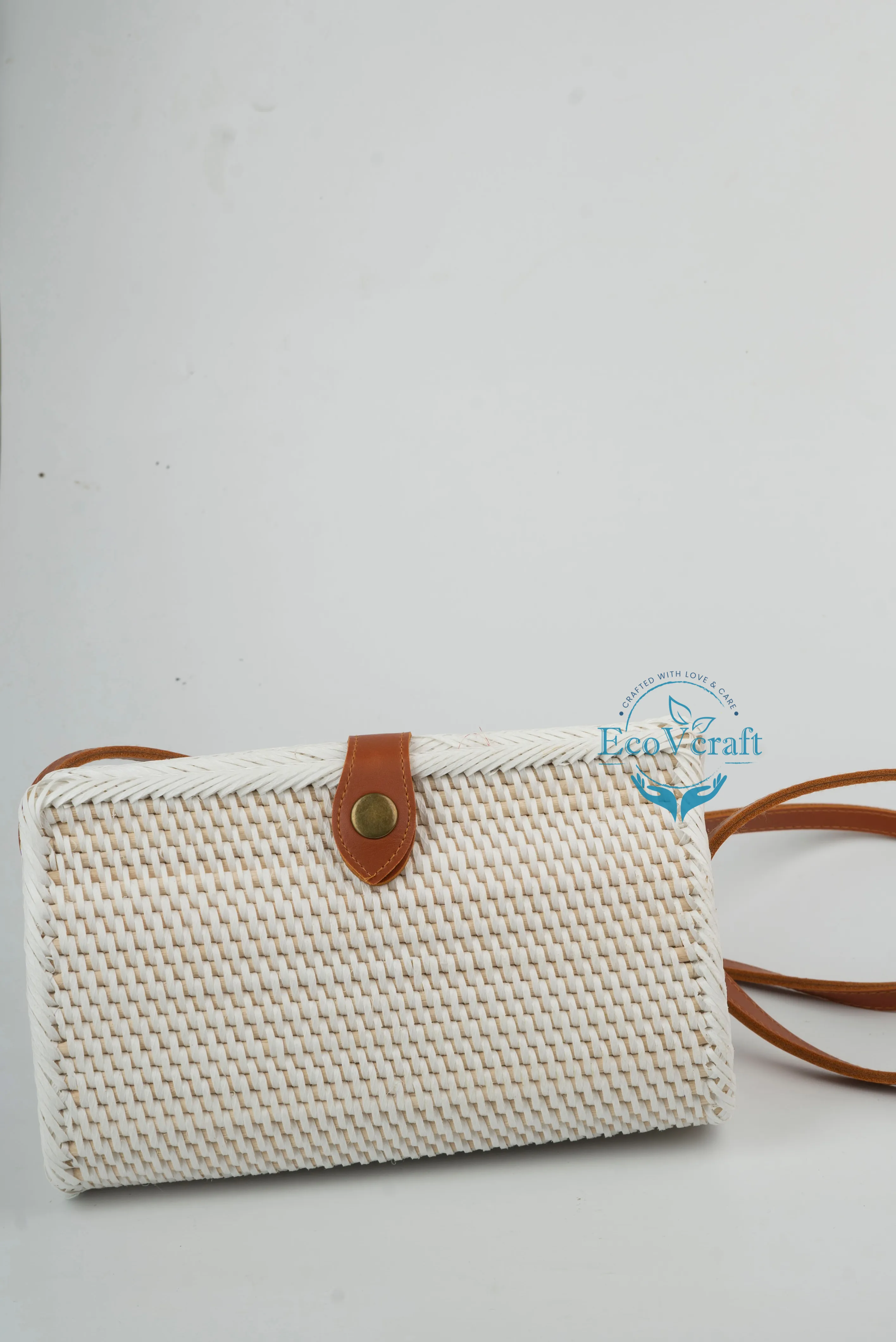 Classic White Triangular Crossbody / Clutch Sling Bag