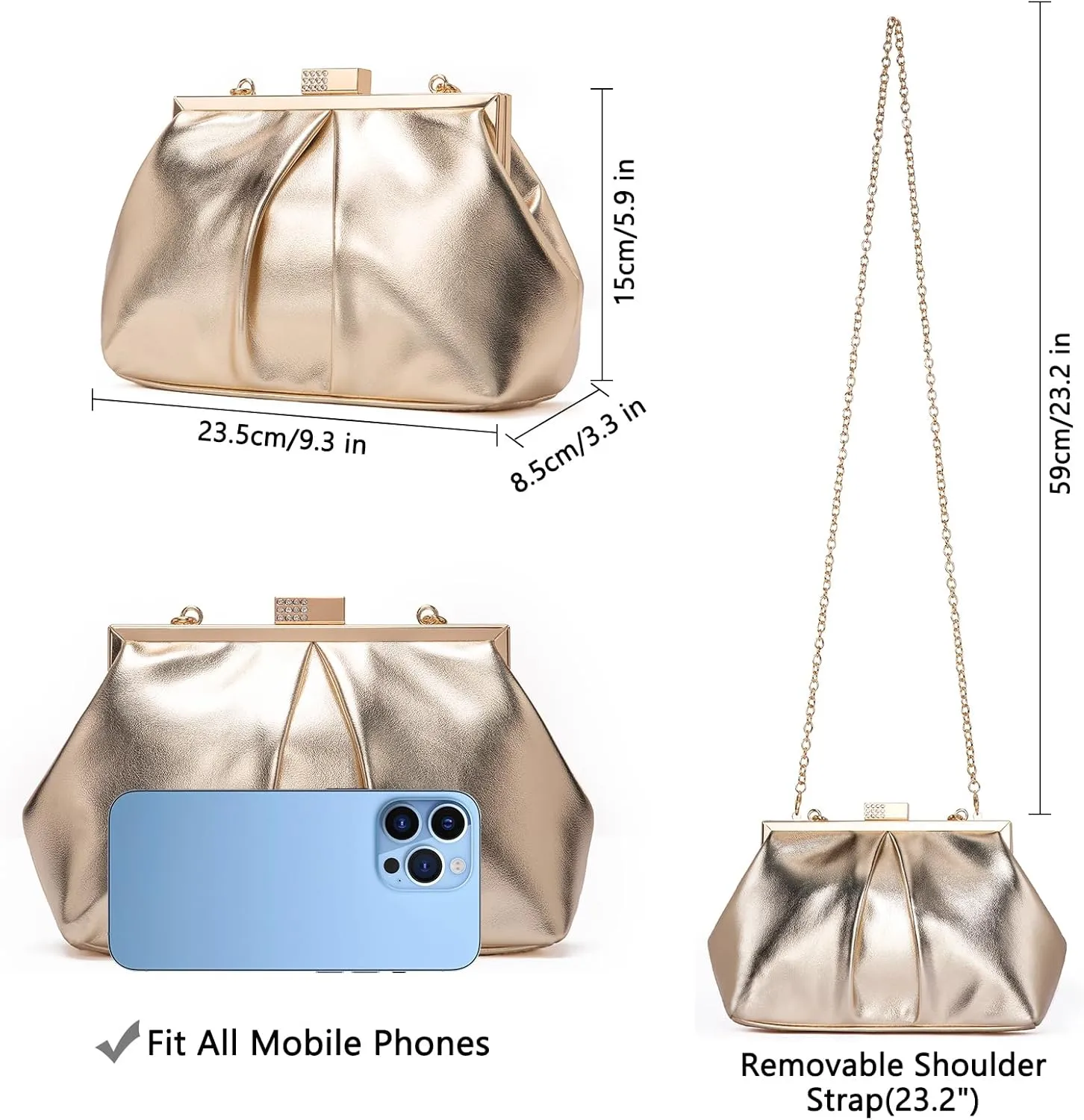 Clutch Purses for Women, PU Leather Evening Bag, Evening Handbags for Party, Prom, Wedding