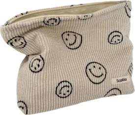 Cosmetic Bags for Women - Corduroy Cosmetic Bag Aesthetic Women Handbags Purses Smile Dots Makeup Organizer Storage Makeup Bag Girls Case Bags (Beige)