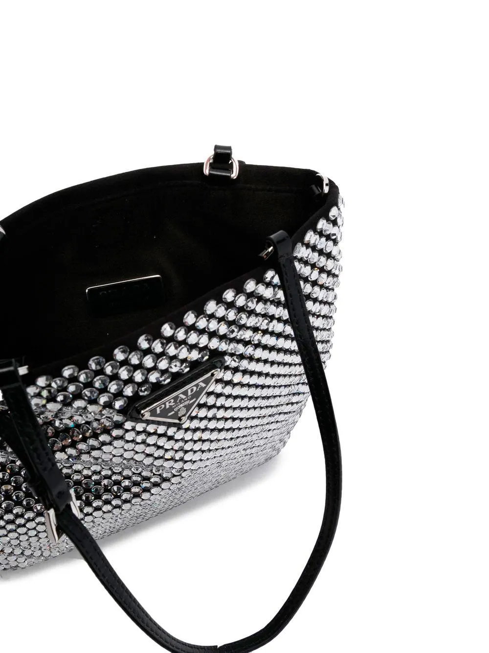 Crystal-embellished satin handbag