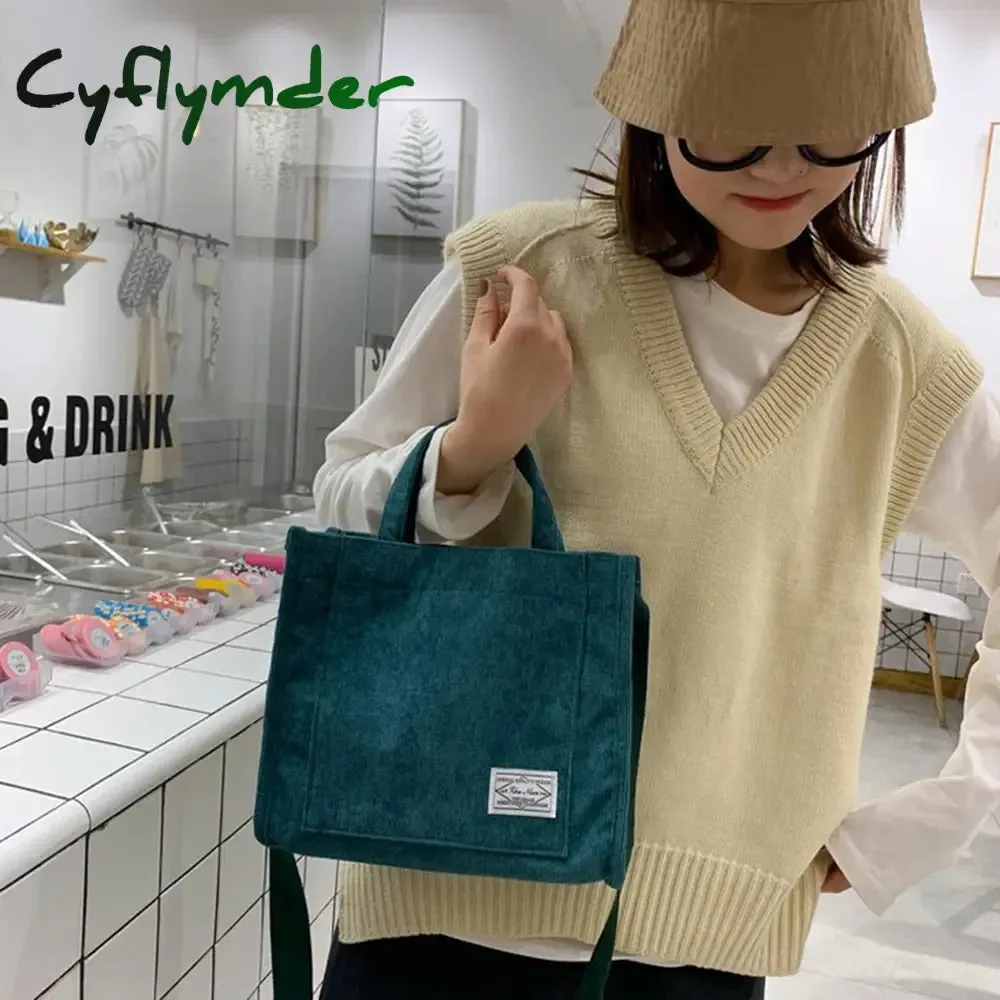 Cyflymder Corduroy ladies handbags new trend single shoulder bag solid color buckle messenger bag small square bag