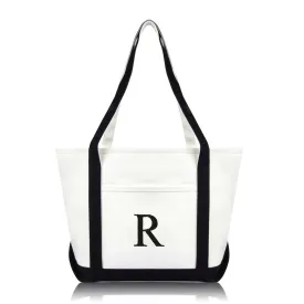 Dalix Medium Personalized Tote Bag Monogrammed Initial Letter - R
