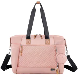 Dikaslon Diaper Bag Tote, Large Travel diaper tote for Mom and Dad, Multifunction baby tote bag for Boys and Girls with Pacifier Case and Changing Pad, Pink