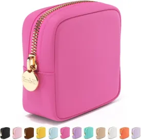 Embla Makeup Bag Travel Cosmetics Pouch and Toiletry Bag, Nylon Zipper Pouch Purse, Cute Make Up Organizer Storage Tote for Women Girls, Travel Skincare Case, Small Makeup Bags, Bubblegum