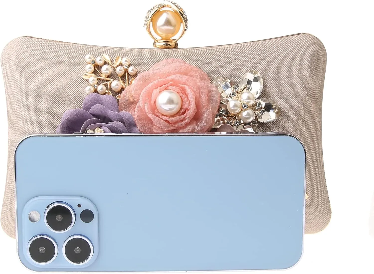 Evening HandBags for Women Flower Wedding Clutch Purse Satin Floral Ladies Party Crossbody Bag