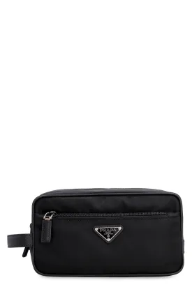 FABRIC VANITY CASE WITH LEATHER