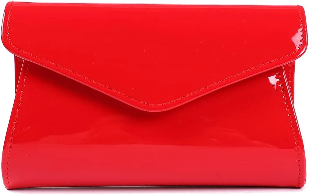 Fashion Glossy Envelope Faux Patent Leather Clutch Evening Bags for Women Wedding Formal Prom Handbag