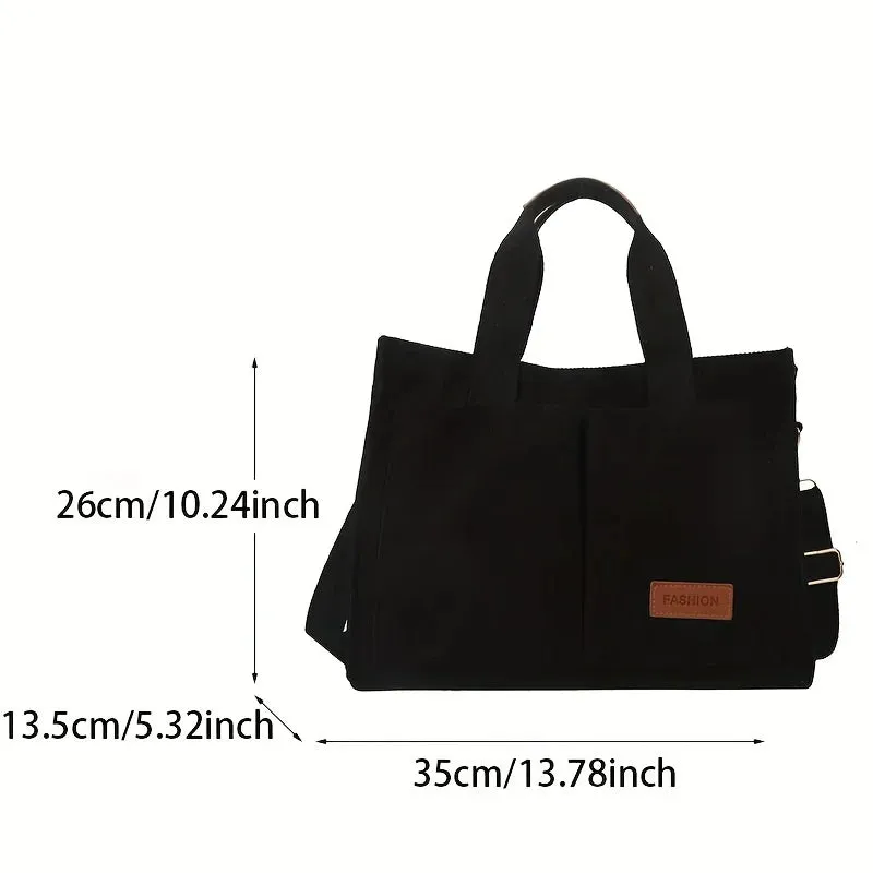 Fashion Women's Corduroy Tote Messenger Shoulder Handbag Large Capacity Bag