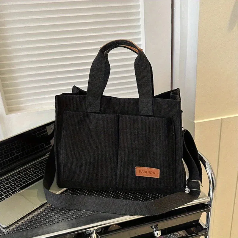 Fashion Women's Corduroy Tote Messenger Shoulder Handbag Large Capacity Bag