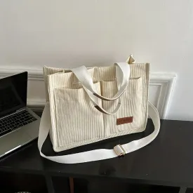 Fashion Women's Corduroy Tote Messenger Shoulder Handbag Large Capacity Bag