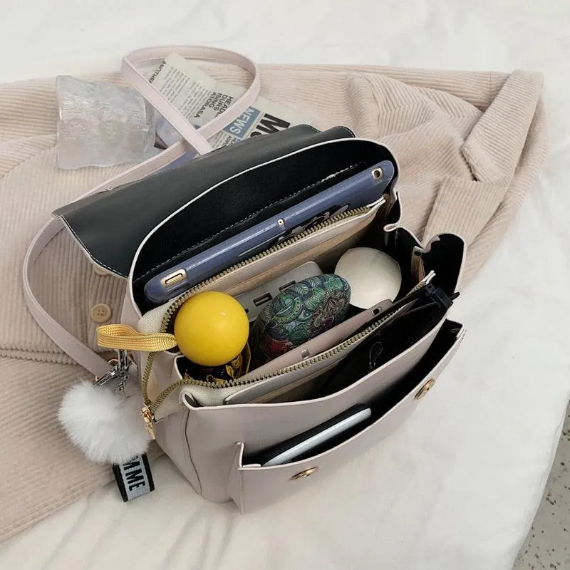 Faux Leather Casual Flap Backpack