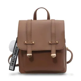Faux Leather Casual Flap Backpack