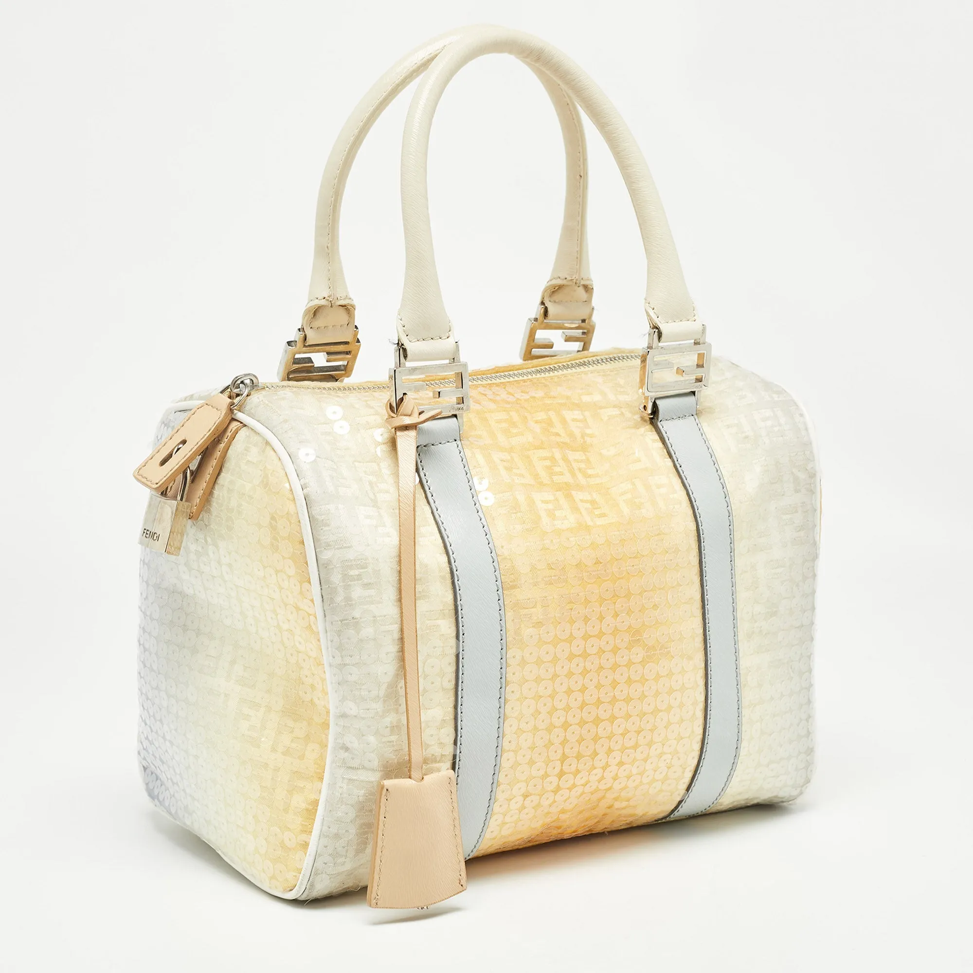 Fendi Ombre Yellow Zucchino Fabric And Leather Small Forever Bauletto Bag