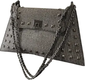 Floerns Women's Rivet Studded Detail Hobo Handle Handbag Twist Lock Flap Shoulder Bag