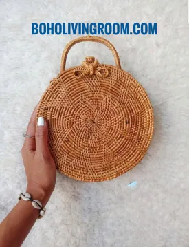 Flores Round Rattan Handbag