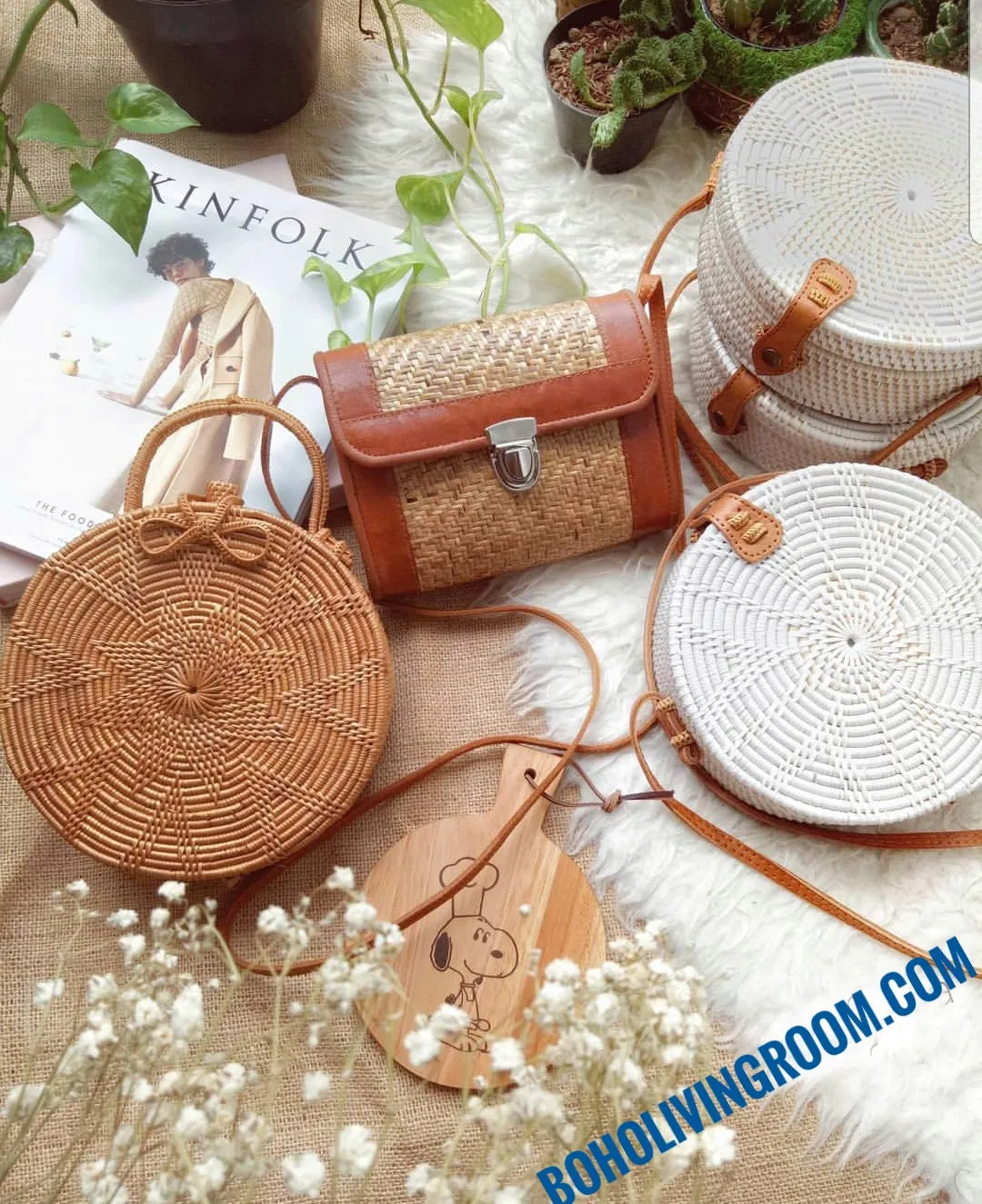 Flores Round Rattan Handbag