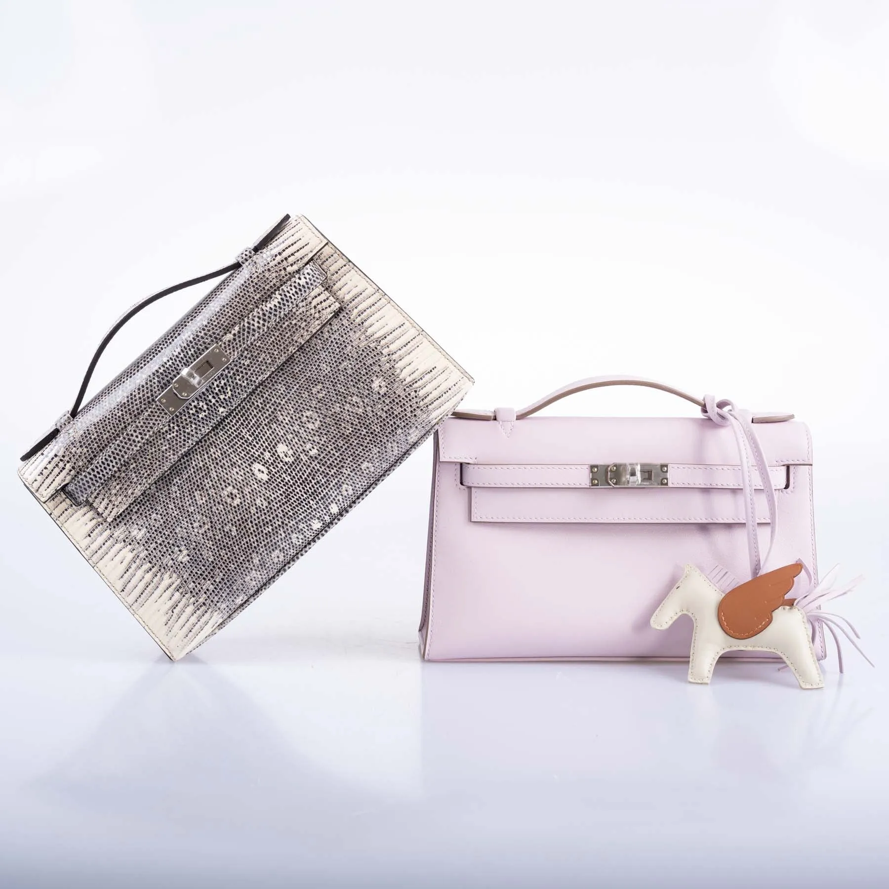 Hermès Kelly Pochette Mauve Pale Swift Palladium Hardware