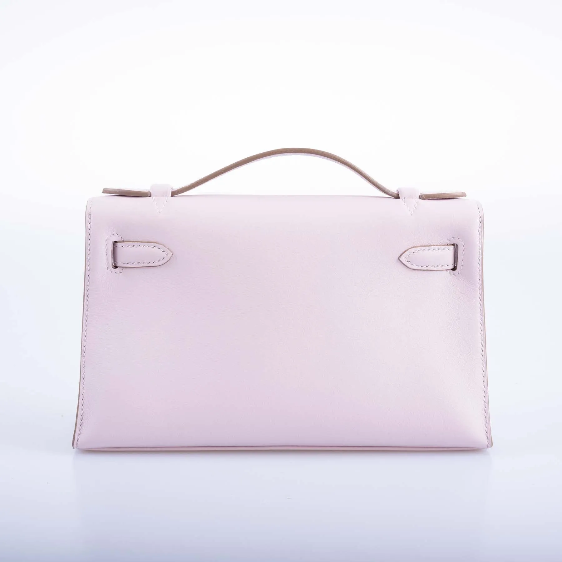 Hermès Kelly Pochette Mauve Pale Swift Palladium Hardware