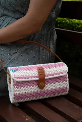 Hippie Heart White & Pink Strips Rectangular Bag