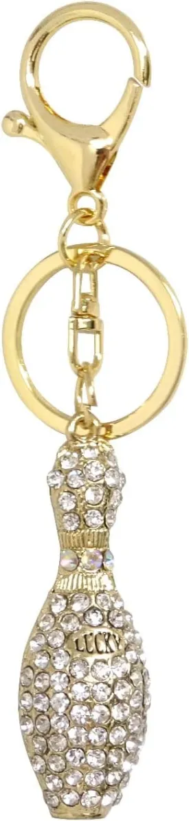 Honbay 1PCS Rhinestone Bowling Keychain Sparkling Bag Keyring Bowling Ball Shape Key Chain Decor in A Box for Bag Purse Wallet Handbags Backpack