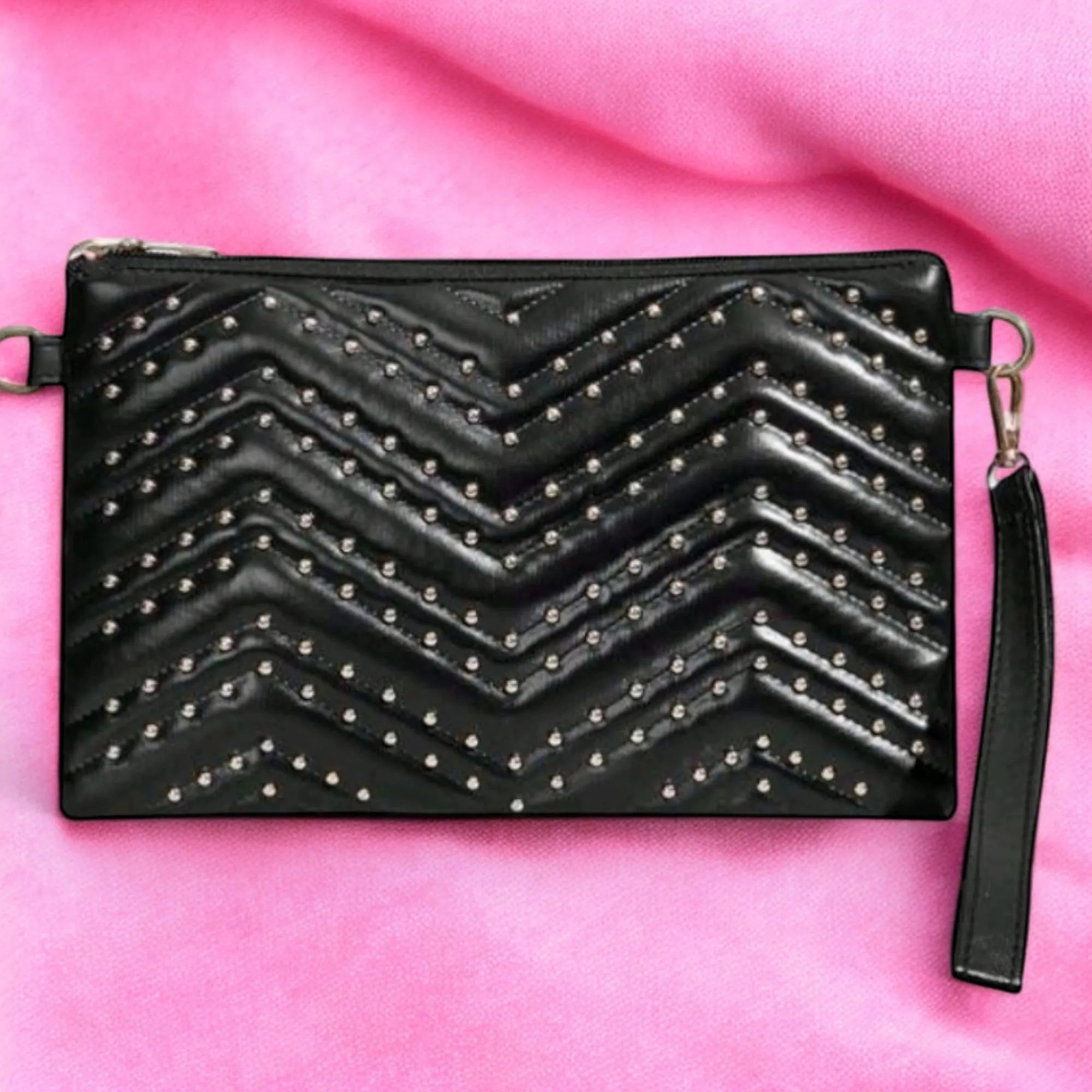 Into The City Studded Wristlet Clutch