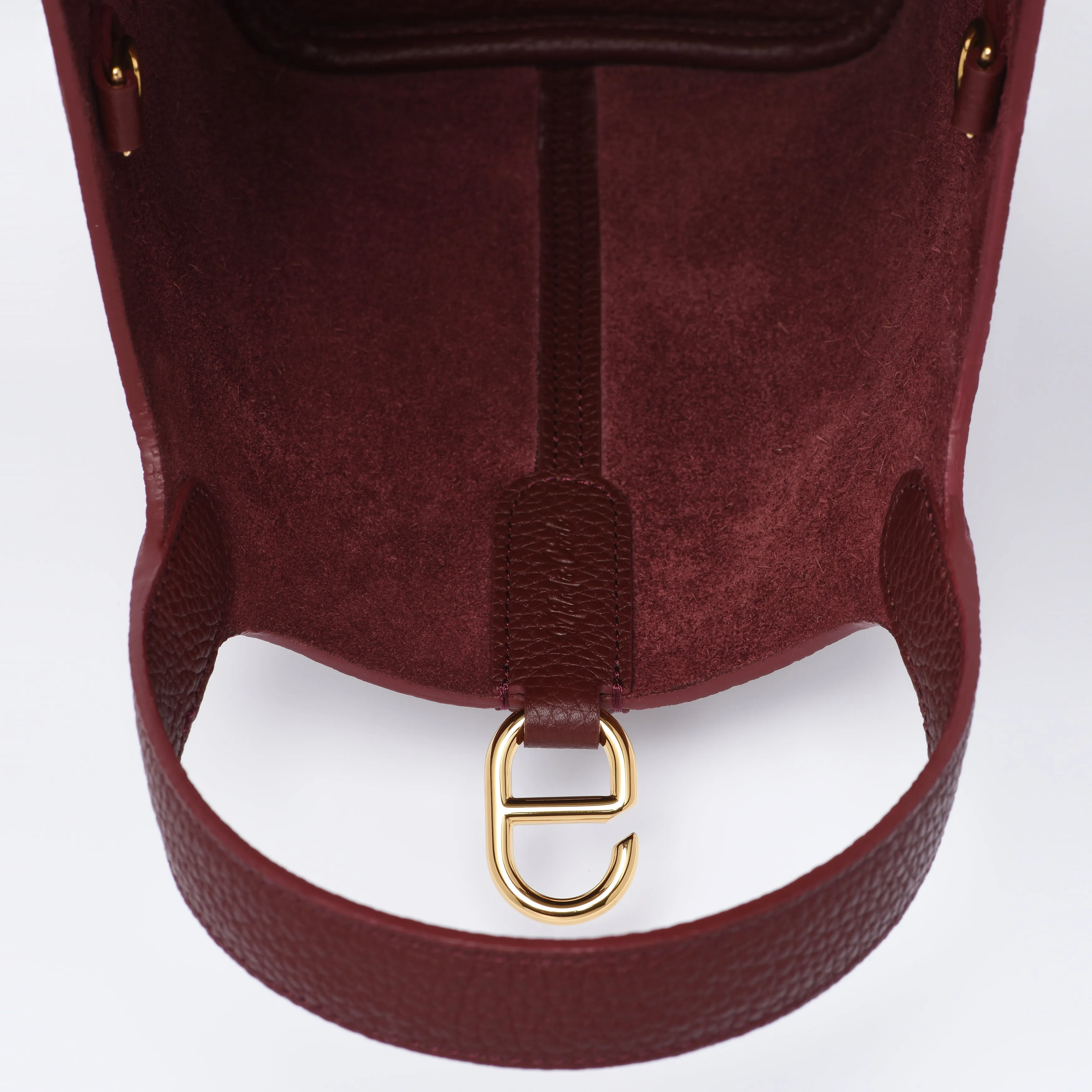 Josette - Versatile Bucket Bag - Grained Cowhide - BURGUNDY