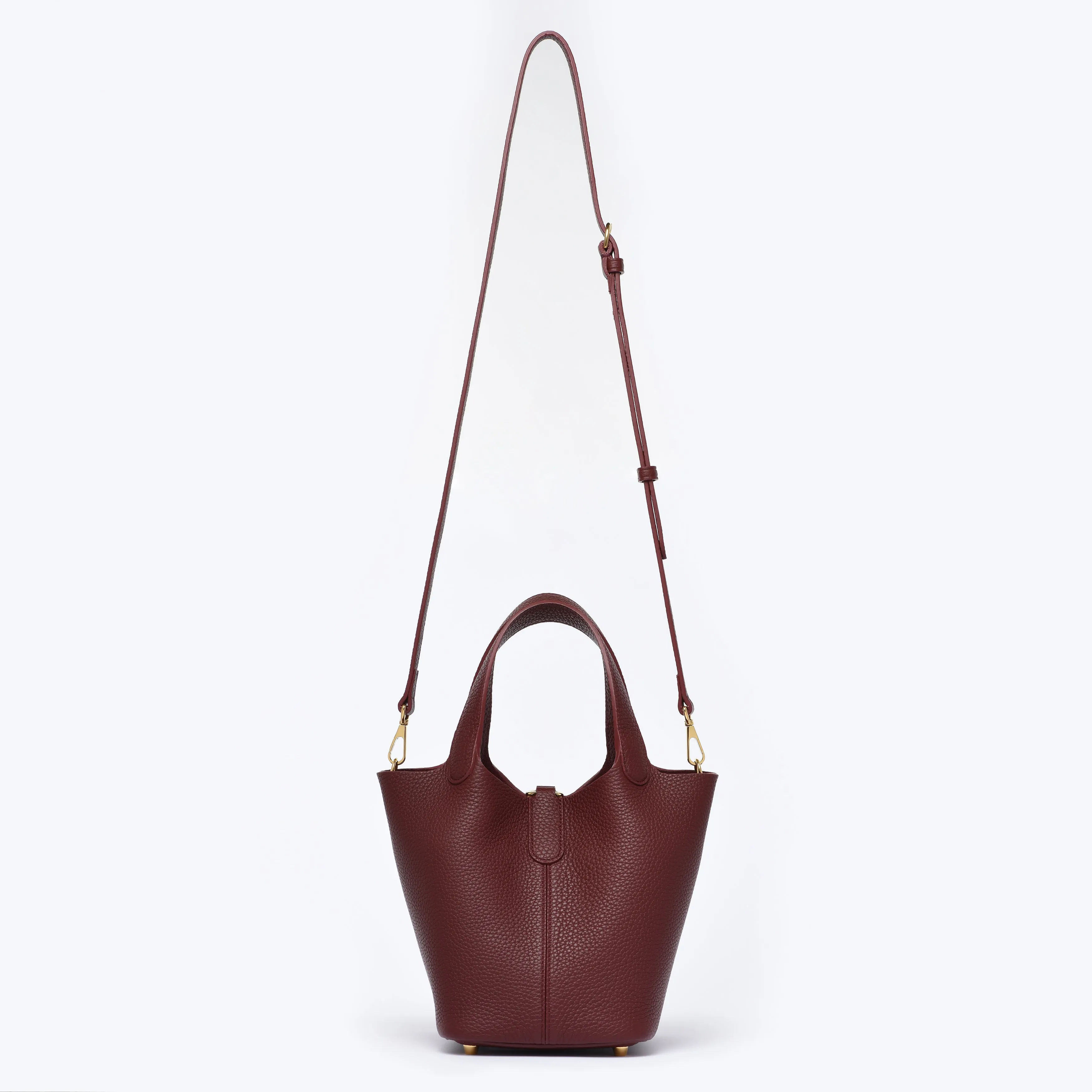 Josette - Versatile Bucket Bag - Grained Cowhide - BURGUNDY
